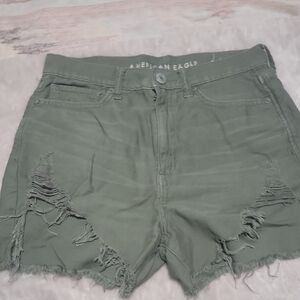 Highwaisted Dark Green Jean Shorts